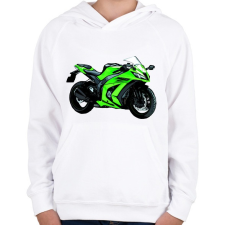 PRINTFASHION Kawasaki ninja sport motor  - Gyerek kapucnis pulóver - Fehér gyerek pulóver, kardigán