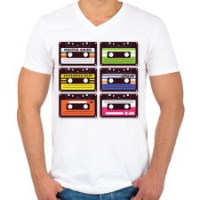 PRINTFASHION Kazetták - Férfi V-nyakú póló - Fehér férfi póló