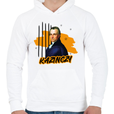 PRINTFASHION Kazinczy Ferenc - Férfi kapucnis pulóver - Fehér férfi pulóver, kardigán