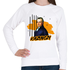 PRINTFASHION Kazinczy Ferenc - Női pulóver - Fehér női pulóver, kardigán