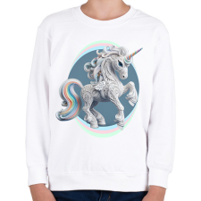 PRINTFASHION Kecses egyszarvú hölgy - Gyerek pulóver - Fehér gyerek pulóver, kardigán