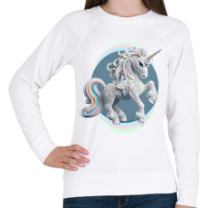 PRINTFASHION Kecses egyszarvú hölgy - Női pulóver - Fehér