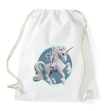 PRINTFASHION Kecses egyszarvú hölgy - Sportzsák, Tornazsák - Fehér tornazsák