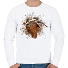 PRINTFASHION kecske portré - Férfi pulóver - Fehér férfi pulóver, kardigán