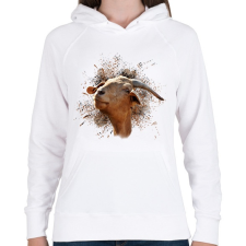 PRINTFASHION kecske portré - Női kapucnis pulóver - Fehér női pulóver, kardigán