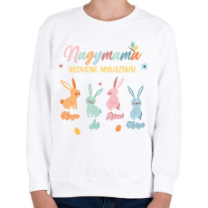 PRINTFASHION Kedvenc nyuszikák - Névvel - Gyerek pulóver - Fehér