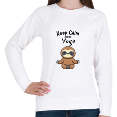 PRINTFASHION Keep calm and do yoga - Női pulóver - Fehér