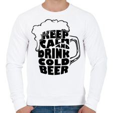 PRINTFASHION Keep Calm and Drink Beer - Férfi pulóver - Fehér férfi pulóver, kardigán