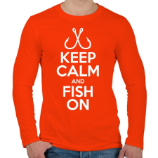 PRINTFASHION Keep calm and fish on - Férfi hosszú ujjú póló - Narancs férfi póló