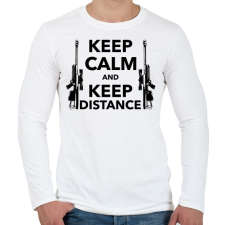 PRINTFASHION Keep calm and keep distance - Férfi hosszú ujjú póló - Fehér férfi póló