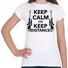 PRINTFASHION Keep calm and keep distance - Női póló - Fehér