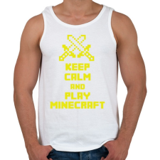 PRINTFASHION Keep calm and Minecraft - Férfi atléta - Fehér atléta, trikó