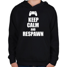 PRINTFASHION Keep calm and respawn - Gyerek kapucnis pulóver - Fekete gyerek pulóver, kardigán
