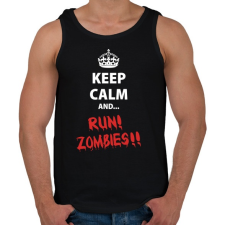 PRINTFASHION Keep calm and RUN! Zombies!! - Férfi atléta - Fekete atléta, trikó