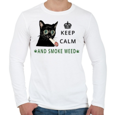 PRINTFASHION KEEP CALM - Férfi hosszú ujjú póló - Fehér