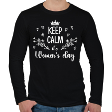 PRINTFASHION Keep calm it's women's day - Férfi hosszú ujjú póló - Fekete férfi póló