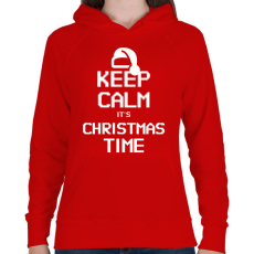 PRINTFASHION KEEP CALM ITS CHRISTMAS TIME - Női kapucnis pulóver - Piros