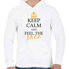 PRINTFASHION Keep calm - Jazz - Férfi kapucnis pulóver - Fehér
