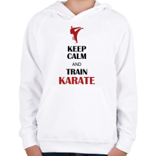 PRINTFASHION Keep calm - Karate - Gyerek kapucnis pulóver - Fehér gyerek pulóver, kardigán