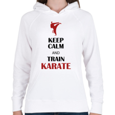 PRINTFASHION Keep calm - Karate - Női kapucnis pulóver - Fehér női pulóver, kardigán