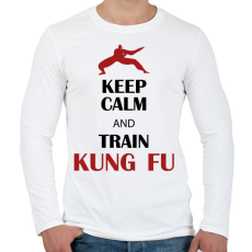 PRINTFASHION Keep calm - Kung fu - Férfi hosszú ujjú póló - Fehér