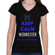 PRINTFASHION KEEP CALM WEBMASTER - Női V-nyakú póló - Fekete