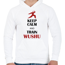 PRINTFASHION Keep calm - Wushu - Férfi kapucnis pulóver - Fehér férfi pulóver, kardigán