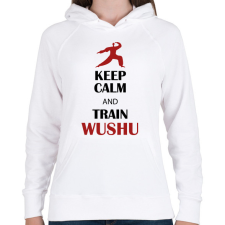 PRINTFASHION Keep calm - Wushu - Női kapucnis pulóver - Fehér női pulóver, kardigán