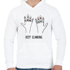 PRINTFASHION Keep climbing - Férfi kapucnis pulóver - Fehér
