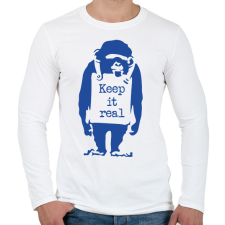 PRINTFASHION Keep it real - Banksy graffiti - Férfi hosszú ujjú póló - Fehér férfi póló