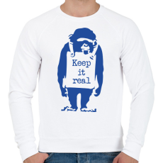 PRINTFASHION Keep it real - Banksy graffiti - Férfi pulóver - Fehér