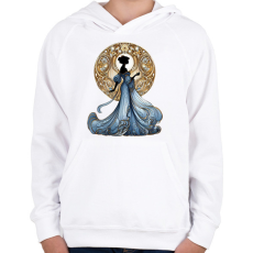 PRINTFASHION Kék-arany hölgy - Gyerek kapucnis pulóver - Fehér