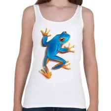 PRINTFASHION Kék béka - Női atléta - Fehér női trikó