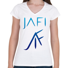 PRINTFASHION kék jafi - Női V-nyakú póló - Fehér női póló