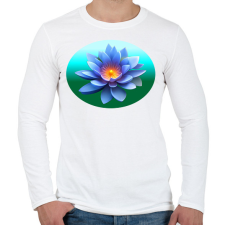 PRINTFASHION Kék lótusz - Férfi hosszú ujjú póló - Fehér férfi póló