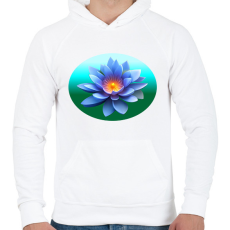 PRINTFASHION Kék lótusz - Férfi kapucnis pulóver - Fehér