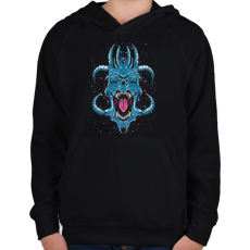 PRINTFASHION Kék ördög - Gyerek kapucnis pulóver - Fekete