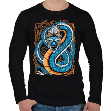 PRINTFASHION Kék sárkány  - Férfi hosszú ujjú póló - Fekete férfi póló