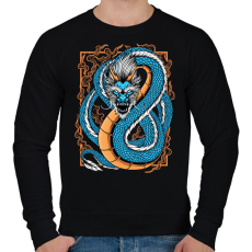 PRINTFASHION Kék sárkány  - Férfi pulóver - Fekete