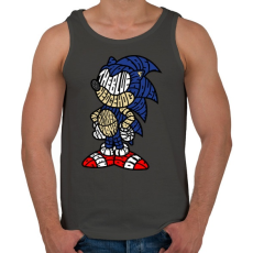 PRINTFASHION Kék süni - Férfi atléta - Sötétszürke