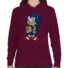 PRINTFASHION Kék süni - Női kapucnis pulóver - Bordó női pulóver, kardigán