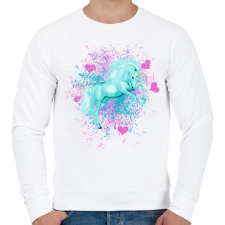 PRINTFASHION kék unikornis - Férfi pulóver - Fehér férfi pulóver, kardigán