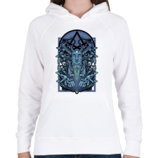 PRINTFASHION Kék vászon - Női kapucnis pulóver - Fehér női pulóver, kardigán