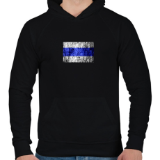 PRINTFASHION Kéksáv minimál - Férfi kapucnis pulóver - Fekete