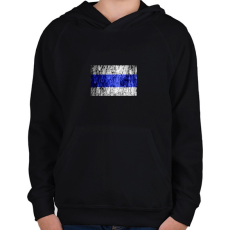 PRINTFASHION Kéksáv minimál - Gyerek kapucnis pulóver - Fekete