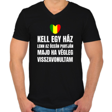 PRINTFASHION Kell egy ház lenn az óceán partján - Férfi V-nyakú póló - Fekete férfi póló
