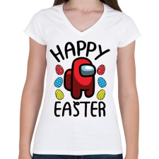 PRINTFASHION Kellemes Húsvétot - Among us - Női V-nyakú póló - Fehér női póló