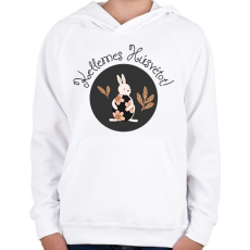 PRINTFASHION Kellemes Húsvétot - Aranyozott nyúllal - Gyerek kapucnis pulóver - Fehér