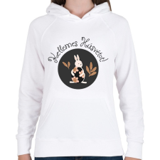 PRINTFASHION Kellemes Húsvétot - Aranyozott nyúllal - Női kapucnis pulóver - Fehér női pulóver, kardigán