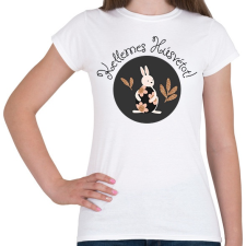 PRINTFASHION Kellemes Húsvétot - Aranyozott nyúllal - Női póló - Fehér női póló